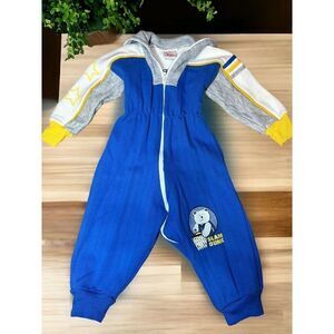 Vintage 90s Buster Brown Colorful Jumpsuit Romper Bear Basketball Size 12 Months